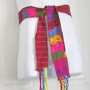 Retro Bluma Project Free People Wine Embroidered Belt-With Tags-30" x  2 1/2"